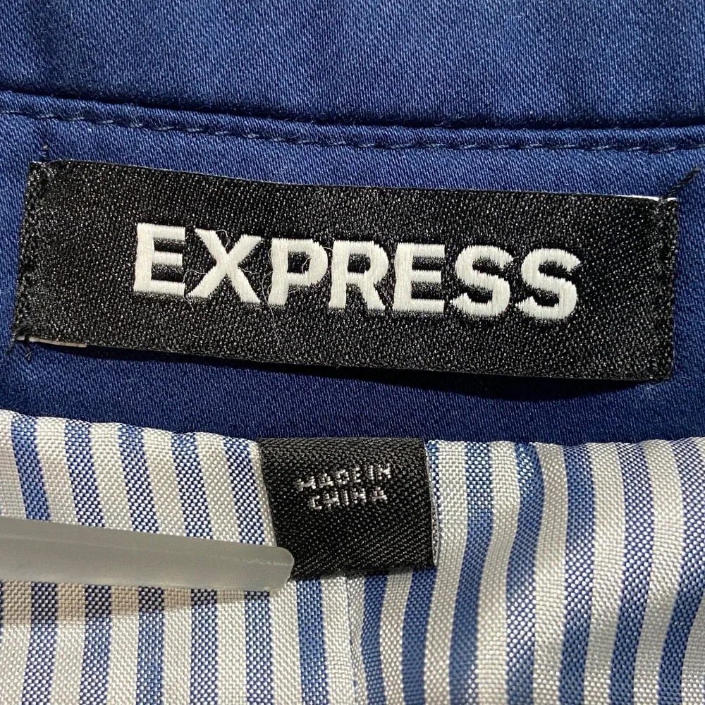 Express Blazer Suit Jacket Men's Medium Navy Blue 2 Button Slim Fit Top Coat EUC